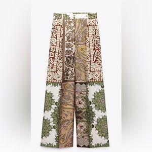 Zara pantalón patchwork multicolor pant